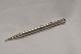 A Hallmarked Silver Yard O Led propelling pencil. Engraved but in nice condition