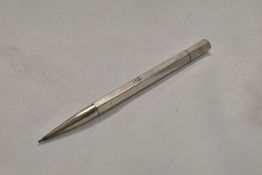 A Hallmarked Silver Stills propelling pencil of plain hexagonal form