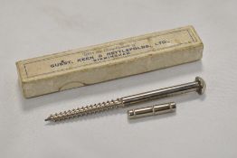 An boxed advertising propelling pencil in the form of a screw