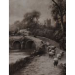 After Douglas Graham (19th Century, Scottish), a monochrome print, 'Departing Summer', framed,