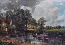 After John Constable RA (1776-1837), a coloured print, 'The Hay Wain', displayed within a gilt