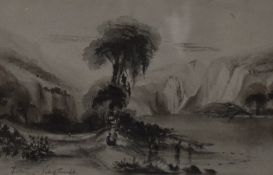 Attributed to John 'Warwick' Smith (1749-1831), a watercolour sketch, 'Vale of Tombs', and bearing