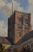 A.W Bentham (fl. 1893-1906, British), (1) a watercolour, 'The Old Tower of St Albans Abbey',