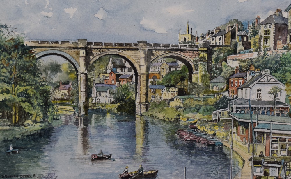D. Graham Deans (20th Century, British), a watercolour, Knaresborough Viaduct, North Yorkshire,