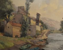 H. Crawforth (20th Century, British), a watercolour, Laroque-des-Arcs, near Cahors, France, signed