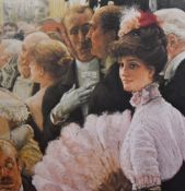 After James Tissot (1836-1902), a coloured print, 'The Ball On Shipboard', framed, mounted, and
