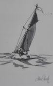After John Roberts (20th Century, British), a pair of contemporary monochrome prints, Yacht