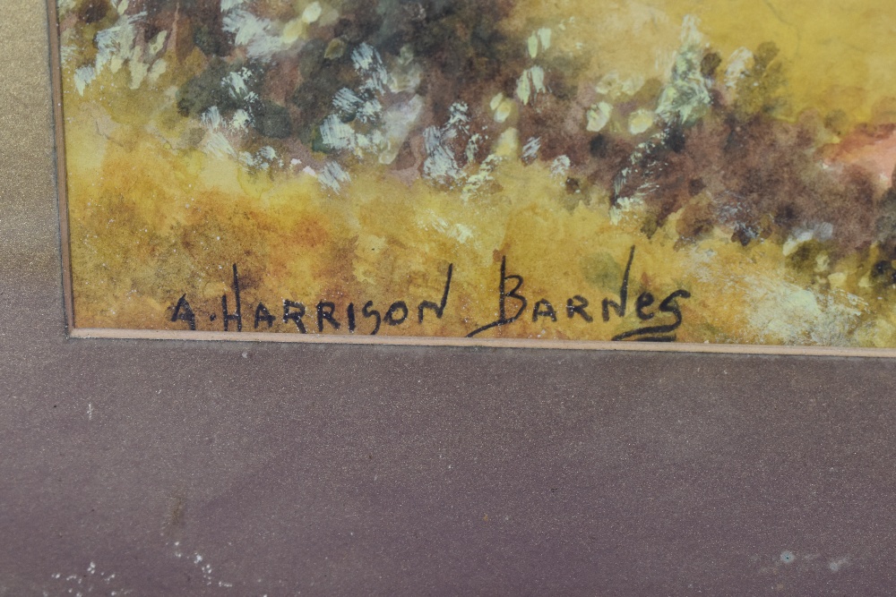 A.Harrison Barnes (20th Century, Irish), watercolour, An autumnal loch or lake scene, signed to - Image 3 of 4