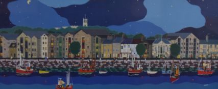 *Local Interest - Chas Jacobs (b.1957, British), a coloured print, 'Quayside Evening', signed to the