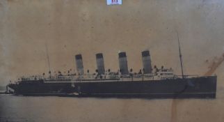 20th Century, a sepia tone photographic print, A Cunard Liner at sea, H.L. & Co. L to the lower