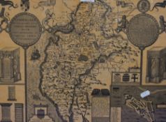 After John Speed (1552-1629), two sepia tone prints of maps, 'The County of Westmorland and