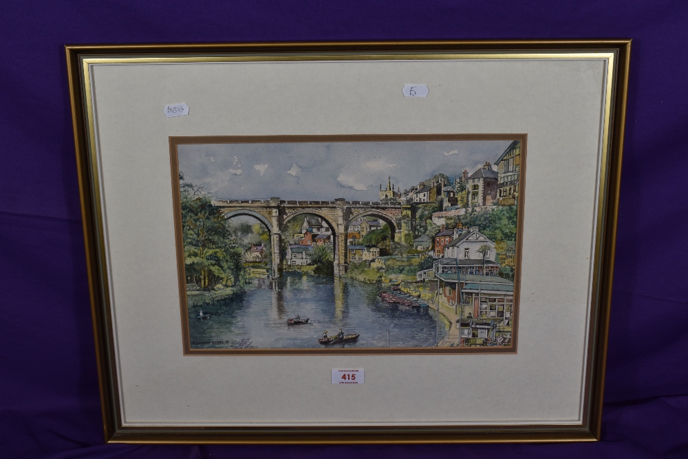 D. Graham Deans (20th Century, British), a watercolour, Knaresborough Viaduct, North Yorkshire, - Image 2 of 4