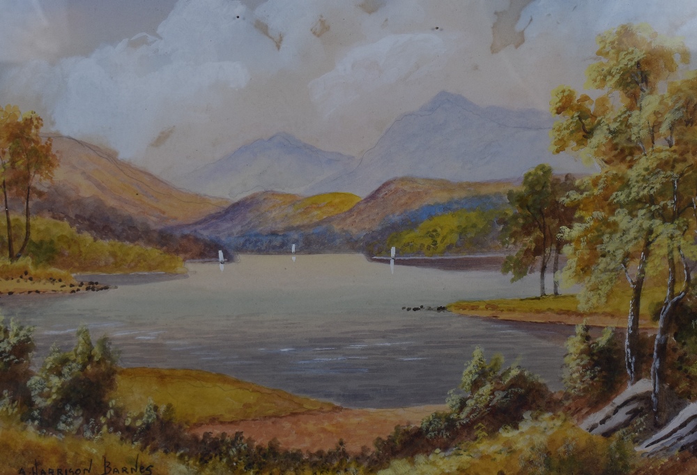 A.Harrison Barnes (20th Century, Irish), watercolour, An autumnal loch or lake scene, signed to
