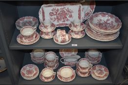 A quantity of Staffordshire red 'Windsor' patterned tableware