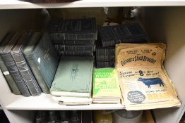 A quantity of leather bound farming publications, including 'The Farmer's Weekly Diary', 'The