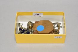 A small quantity of white metal and other jewellery, a gold plated cocktail watch, and a gold plated