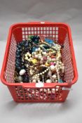 A box of decorative costume jewellery, to include faceted bead necklaces, strings of simulated