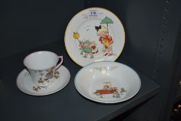 A set of Mabel Lucie Atwell for Shelley children's table ware, including cup and saucer, bowl and