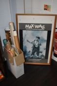 A framed and glazed poster ' Max Wall, pictures by Maggi Hambling, National Portrait Gallery, 1893',