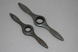 Two original Rolex case tools, numbers one and two.