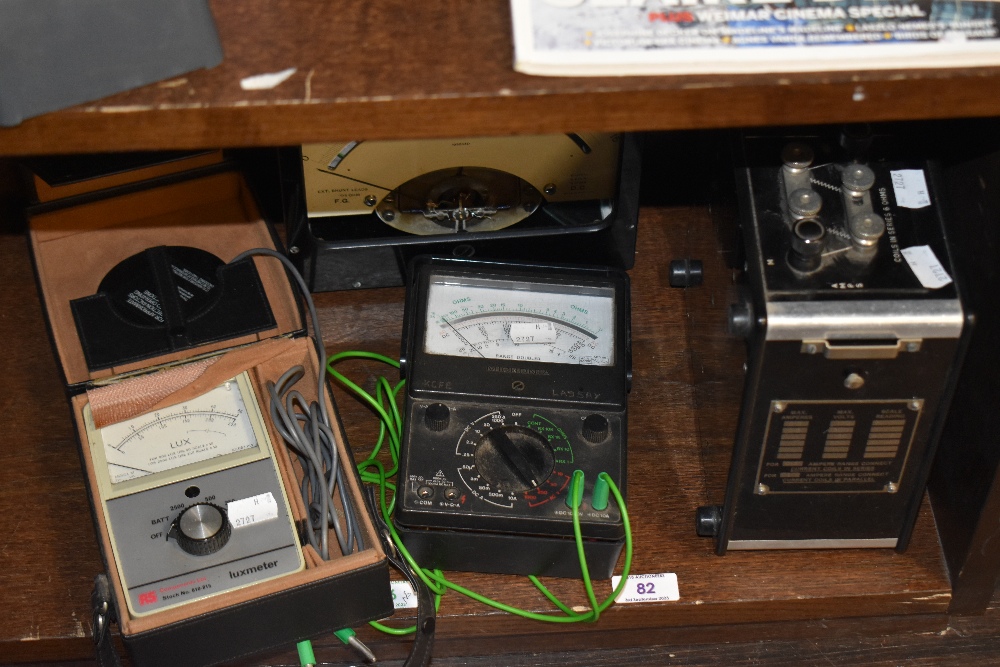 A mixed lot of vintage testing equipment, including multi meters.