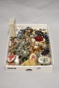 A small collection of costume jewellery, to include brooches and necklaces, to include brooches with