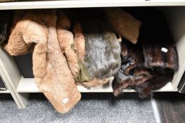 A box of assorted vintage fur/ faux fur jackets, to include Hutcheson of Lancaster