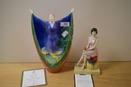 Four Figurines, including Royal Worcester Lazy days 16/1000, Royal Doulton Precious moment 12/250,