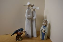 A Beswick Pottery Kingfisher 2371 and a lladro Figurine and similar.