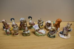 Thirteen Beswick pottery and Royal Albert Beatrix Potter studies, including The Fierce Bad Rabbit,