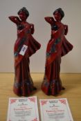 Two Royal Doulton Flambe Eastern Grace figurines, Limited edition, number 550/2500 and 553/2500.