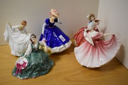 Five Royal Doulton figurines, to include; Elyse, Pamela, Mary, Elaine and Autumn Breezes.