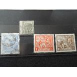 GB QVIC 10/- ULTRAMARINE, FINE USED + OTHER EARLIER GB VALUES Stockcard with four values including