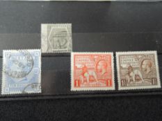 GB QVIC 10/- ULTRAMARINE, FINE USED + OTHER EARLIER GB VALUES Stockcard with four values including