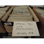 BOX OF APX 750 OLD POSTCARDS, MIXED UK Box with apx 750 postcards all pertaining from the UK, most