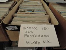 BOX OF APX 750 OLD POSTCARDS, MIXED UK Box with apx 750 postcards all pertaining from the UK, most