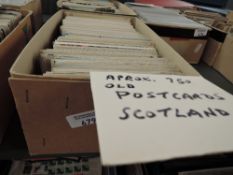 BOX OF APX 750 OLD POSTCARDS, SCOTLAND Box with apx 750 postcards all appear to pertain to