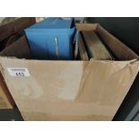 BOX WITH VARiOUS STAMP COLLECTIONS, PLUS SMALL BOX OF PACKETS, PRES PACKS ETC Box with four
