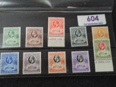 GOLD COAST 1928 GV DEFINITIVES, SET OF 10 MOST MNH (EXCEPT 1d) Card with fine GV set, with values