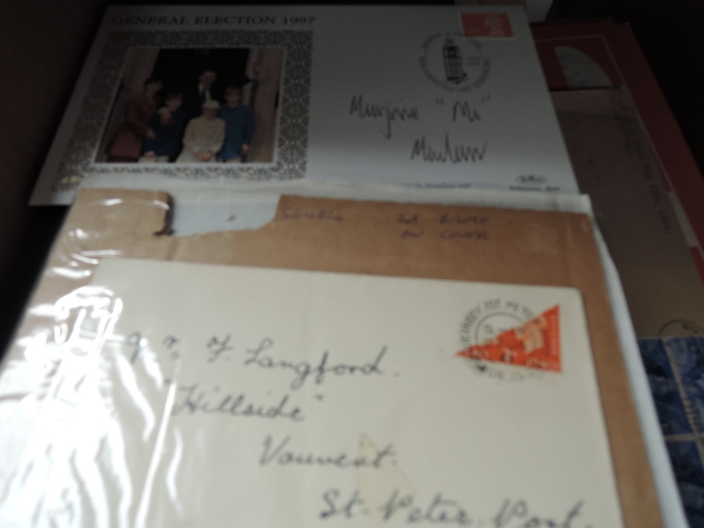 GB + SOME CHANNEL ISLANDS, BOX OF FIRST DAY COVERS AND POSTAL HISTORY IN 6 ALBUMS + LOOSE Box with 6 - Image 2 of 5