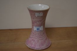 An early 20th Century Shelley Late Foley Moire vase, of waisted form, and measuring 15cm tall