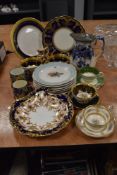 An assortment of vintage and antique ceramics, including Royal Crown Derby bon bon dish, two Royal