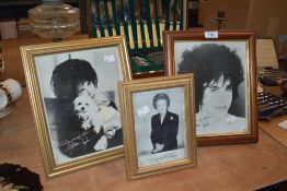 Two framed photographic prints with facsimile signatures and a Margaret Thatcher photographic