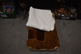 Two vintage throws including chestnut coloured velvet throw with fringed edge.