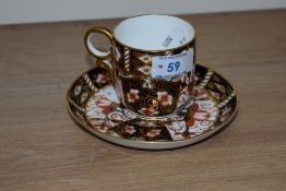 A late 19th Century Royal Crown Derby Imari patterened teacup and saucer