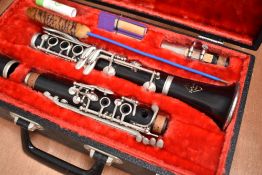 A traditional blackwood clarinet, stamped Noblet, Paris