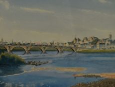*Local Interest - Richard Irving (20th Century, British), gouache, Skerton Bridge with Lancaster