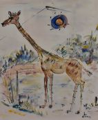 After Alfred Birdsey (1912-1996), a watercolour, A lone giraffe, signed to the lower right, not
