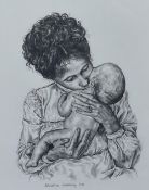Christine McKelvey (20th Century), a pencil sketch, A mother and child portrait, signed to the lower