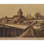 Norwegian School, early 20th Century, a monochrome etching, 'Kjaerlighetsstien, Telthusbakken',